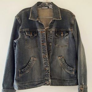 Vintage Chico's Platinum Denim Jacket with Bling